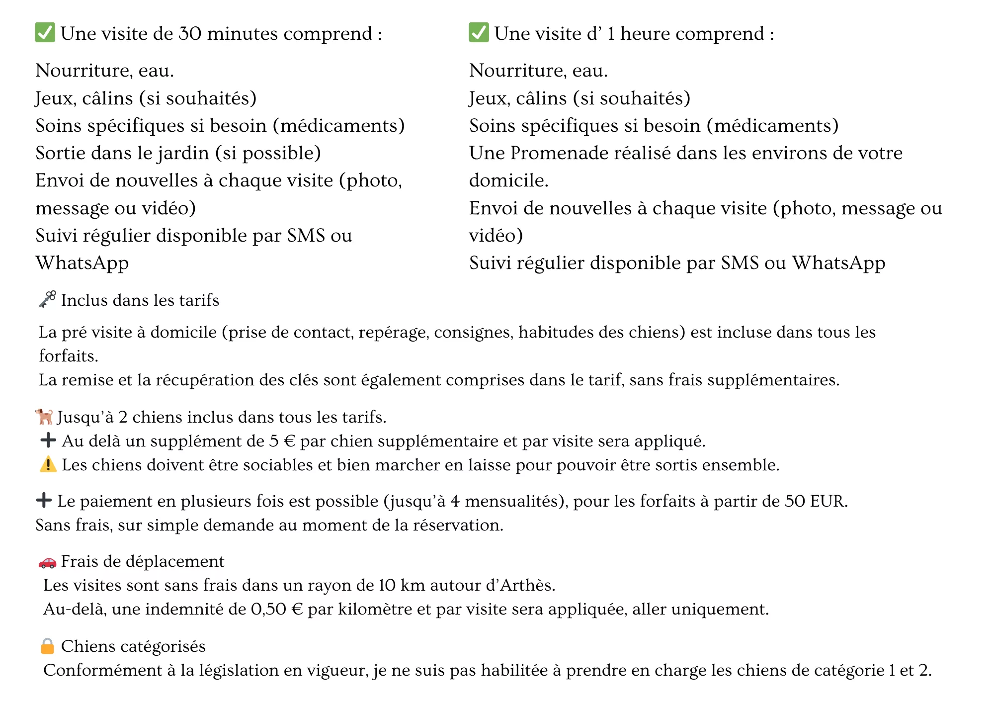 Tarifs Visite chien 2